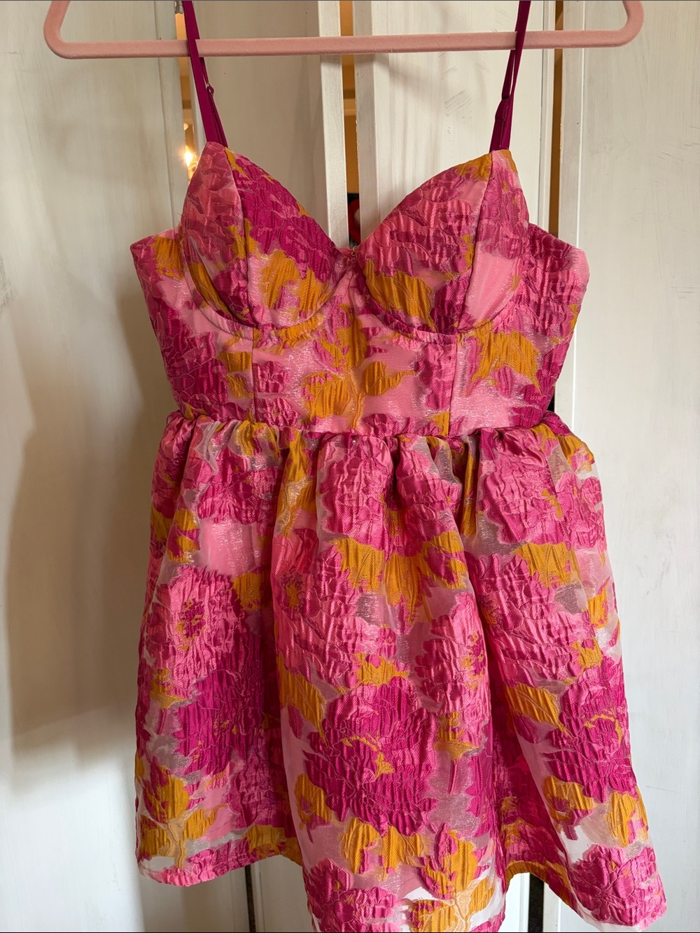 NWT Pink & Yellow Floral Bustier Mini Dress by Fashion Nova sz S